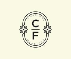 cf initialen brief hochzeitsmonogramm logos vorlage, handgezeichnete moderne minimalistische und florale vorlagen für einladungskarten, datum speichern, elegante identität. vektor