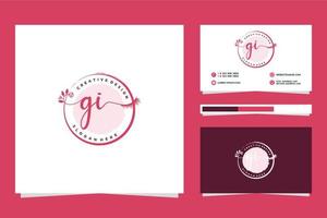 första gi feminin logotyp samlingar och företag kort templat premie vektor
