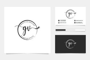 första gv feminin logotyp samlingar och företag kort templat premie vektor