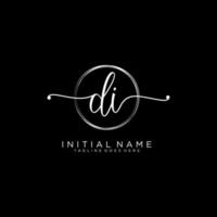 första di feminin logotyp samlingar mall. handstil logotyp av första signatur, bröllop, mode, smycken, boutique, blommig och botanisk med kreativ mall för några företag eller företag. vektor