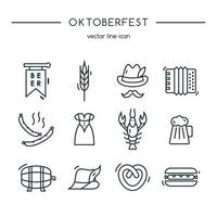 oktoberfest ikoner raduppsättning. vektor illustration.