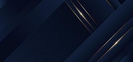 abstrakte Schablone blauer geometrischer diagonaler Hintergrund mit goldener Linie. Luxusstil. vektor