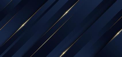 abstrakte Schablone blauer geometrischer diagonaler Hintergrund mit goldener Linie. Luxusstil. vektor