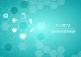 abstrakt blå hexagon mönster bakgrund. medicin och vetenskap koncept och hälso-och sjukvård ikon mönster. vektor