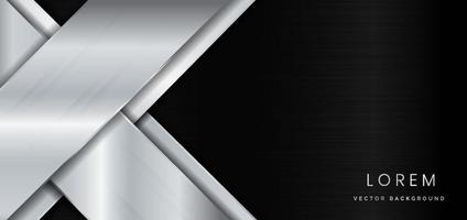 abstrakte Schablone geometrische silberne Metalldiagonale auf schwarzem Metallhintergrund mit Kopienraum für Text. vektor
