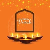 lycklig diwali festival med ljus bakgrund vektor