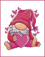 valentines dag gnome med hjärta vektor