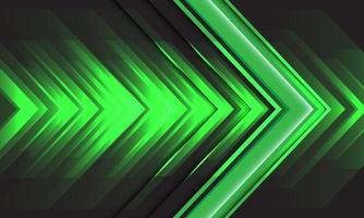 abstrakte grüne Lichtpfeil-Geschwindigkeitsenergie auf moderner futuristischer Hintergrundtechnologievektorillustration des schwarzen Entwurfs. vektor