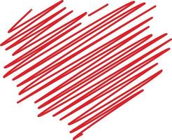ein rot Herz gezeichnet wie zufällig Linien vektor