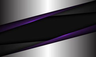 abstrakte violettgraue metallische silberne Dreiecksüberlappung auf moderner futuristischer Technologiehintergrundvektorillustration des schwarzen Leerraumdesigns. vektor