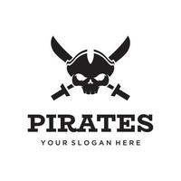 Pirat Silhouette Logo Vorlage Design mit gekreuzt Schwerter, Schädel und bones.vector Illustration. vektor