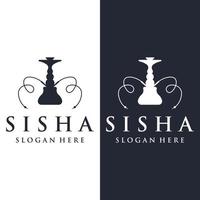 isolerat årgång vattenpipa, shisha eller vattenrör logotyp design för klubb, bar, Kafé och affär. vektor