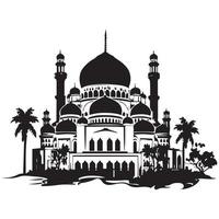 schön Moschee Vektor Gliederung skizzieren Zeichnung. Silhouette, Symbol, Logo von Moschee.
