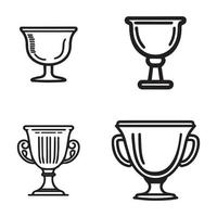 guld kopp, pris- kopp, guld trofén ikoner svart översikt vektor illustration.