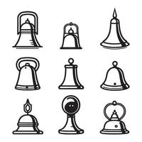 einstellen von Glocke Symbole, Glocke Logo Sammlung schwarz Gliederung Vektor Illustration