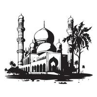 schön Moschee Vektor Gliederung skizzieren Zeichnung. Silhouette, Symbol, Logo von Moschee.