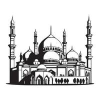 schön Moschee Vektor Gliederung skizzieren Zeichnung. Silhouette, Symbol, Logo von Moschee.