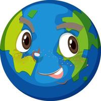 jorden seriefigur med glada ansiktsuttryck på vit bakgrund vektor