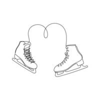 Paar von Zahl Eis Rollschuhe im einer Linie Zeichnung Stil. Winter Zubehör zum Skaten und Sport. Hand gezeichnet Vektor Illustration.