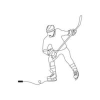 Eis Eishockey Spieler. einer kontinuierlich Linie Zeichnung. Winter, extrem Sport Konzept. Hand gezeichnet Vektor Illustration.