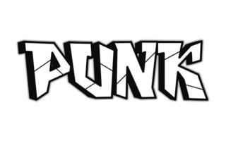 Punk Wort trippy psychedelisch Graffiti Stil letters.vector Hand gezeichnet Gekritzel Karikatur Logo Punk Illustration. komisch cool trippy Briefe, Mode, Graffiti Stil drucken zum T-Shirt, Poster Konzept vektor