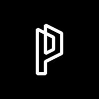 p brev monogram logotyp, sid svart och vit attrapp inbjudan eller företag kort emblem, dekorativ tecken vektor
