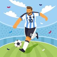 Löwe Messi Dribbling Ball im Fußball Feld vektor
