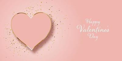 Valentinstag Banner Design mit Gold Glitter und Herz 1401 vektor