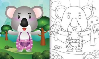 målarbok mall för barn med en söt koala karaktär illustration vektor