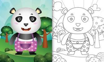 målarbok mall för barn med en söt panda karaktär illustration vektor