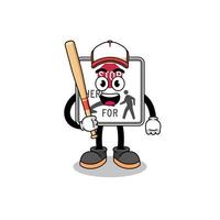 halt Hier zum Fußgänger Maskottchen Karikatur wie ein Baseball Spieler vektor