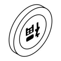 modern Design Symbol von Chinesisch Münze vektor