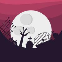 Halloween Friedhof und Mond Vektor Design