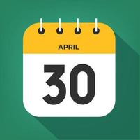 april dag 30. siffra trettio på en vit papper med gul Färg gräns på en grön bakgrund vektor. vektor
