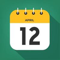 april dag 12. siffra tolv på en vit papper med gul Färg gräns på en grön bakgrund vektor. vektor
