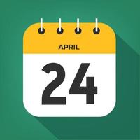 april dag 24. siffra tjugofyra på en vit papper med gul Färg gräns på en grön bakgrund vektor. vektor