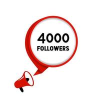 4000 följare, firande design. 4k följare social grupp, tack du, social webbplatser posta. platt vektor. vektor
