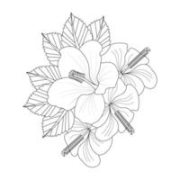 hibiskus blomma färg sida och bok illustration linje konst vektor