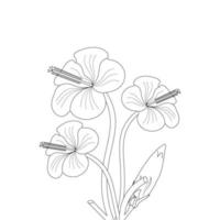 Hibiskus Blume Färbung Seite und Buch Illustration Linie Kunst vektor