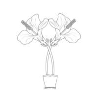 Hibiskus Blume Färbung Seite und Buch Illustration Linie Kunst vektor