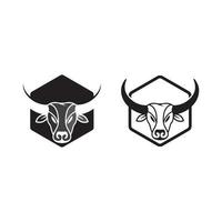 tjur och ko logotyp design ikon vektor horn djur