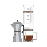 kaffekanna och vattenkokare platt stilikon vektor