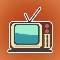 brun gammal TV retro Färg illustration med antenn vektor