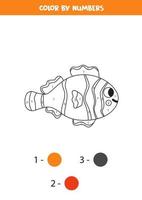 Färg söt clown fisk förbi tal. kalkylblad för ungar. vektor