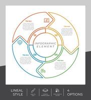 4 Schritte von Linie Infografik Vektor Design mit Kreis Objekt zum Marketing. Prozess Infografik können Sein benutzt zum Präsentation und Geschäft.