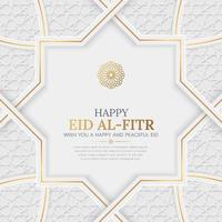 eid mubarak elegant vit och gyllene lyx dekorativ bakgrund med islamic mönster vektor