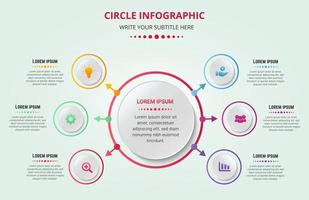 modern cirkel infographic 6 alternativ med lutningsfärger och affärsikoner vektor