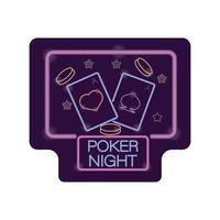 Poker Night Casino Neonlicht Label vektor