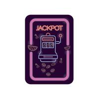 jackpot maskin casino neonljus etikett vektor