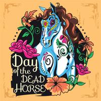 Niedliches Pferdezuckerschädel-Illustrations-Art für Tag der Toten vektor